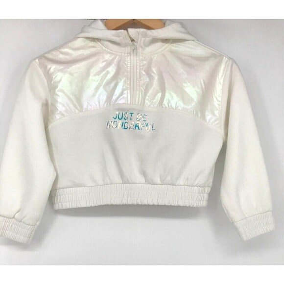 Zara Kids Toddler Girls "Just Be Wonderful" White Hoodie | Size 8 | Front Zipper - Picture 1 of 9